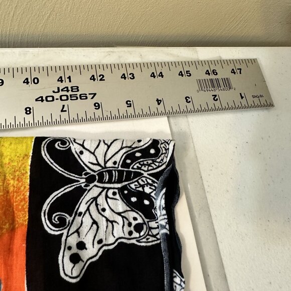 Butterfly Print Scarf Shawl Sarong Black Yellow Orange Tropical Resort Wear - Picture 5 of 7